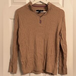 Tommy Hilfiger Men's Camel Zip-Up Sweater